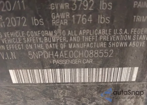 2012 Hyundai Elantra Gls from USA, damaged, VIN 5NPDH4AE0CH088552